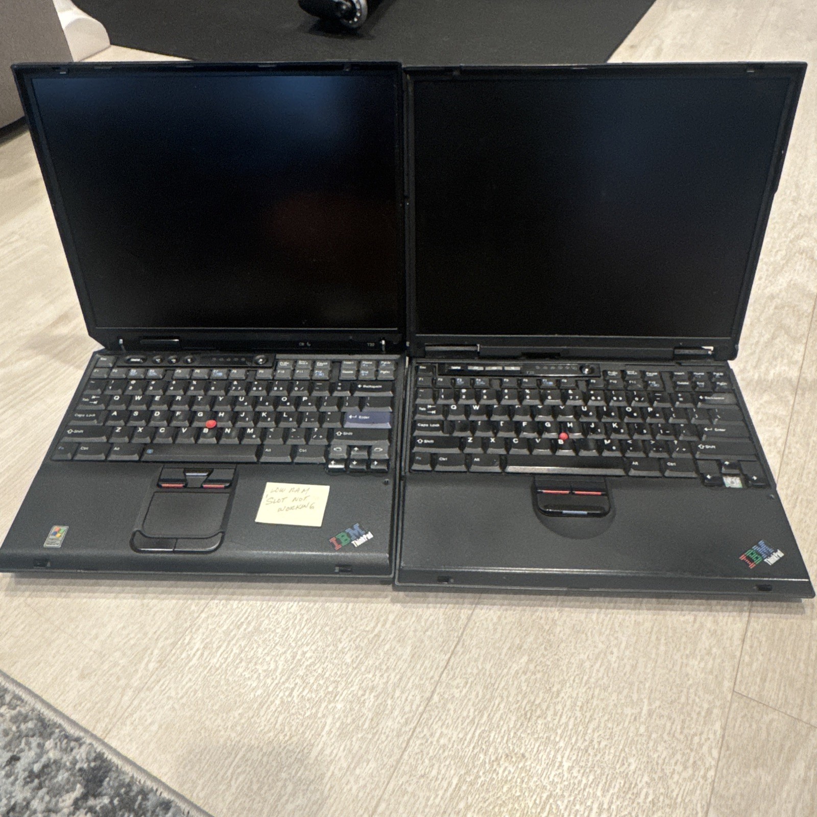 Lot Of (2) Vintage IBM Thinkpad T30 And T23 Laptops Untested For Parts Or Repair