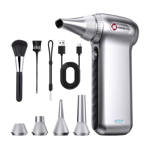 SEAUTO CORDLESS ELECTRIC AIR DUSTER 125,000 RPM - RECHARGEABLE -  SILVER