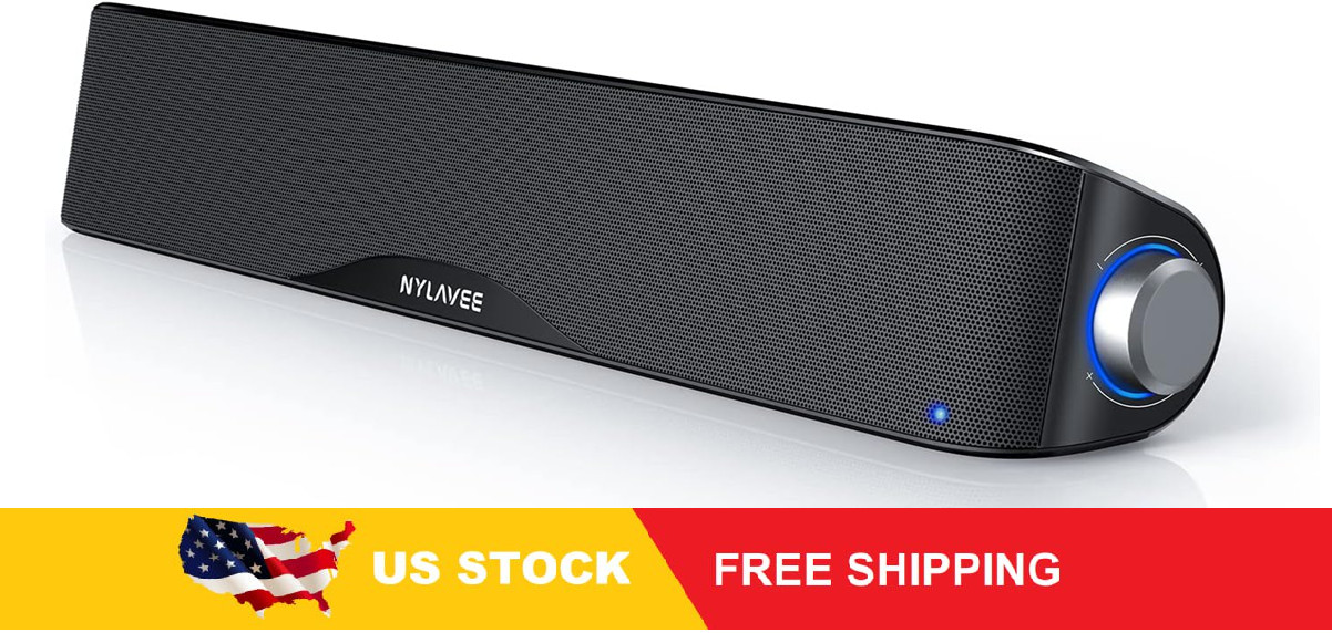Nylavee Computer Speakers, Hi-Fi Stereo Computer Sound Bar with Bluetooth 