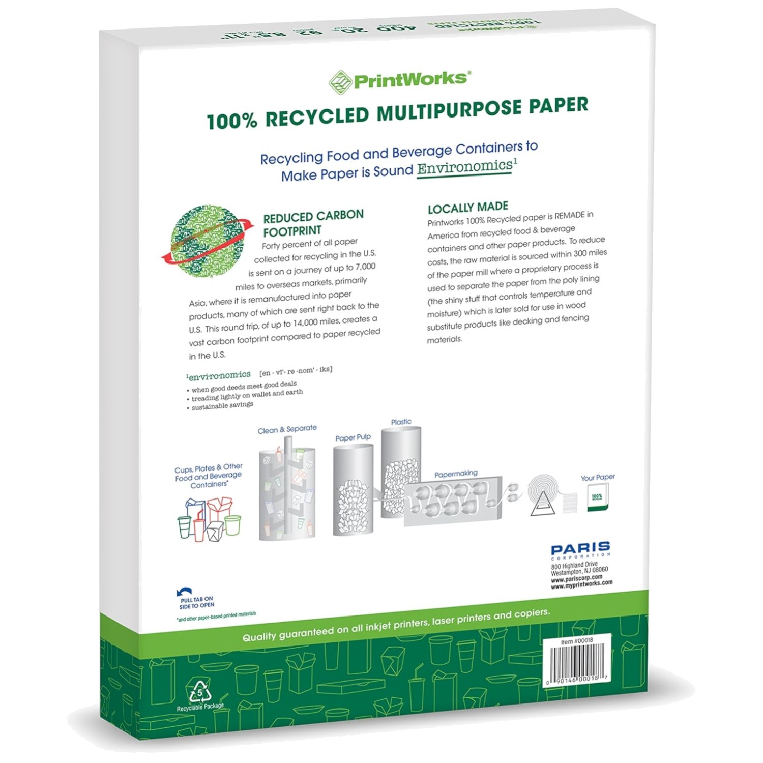 USA Made 100% Recycled Printer Paper - 92 Bright - 3 Reams