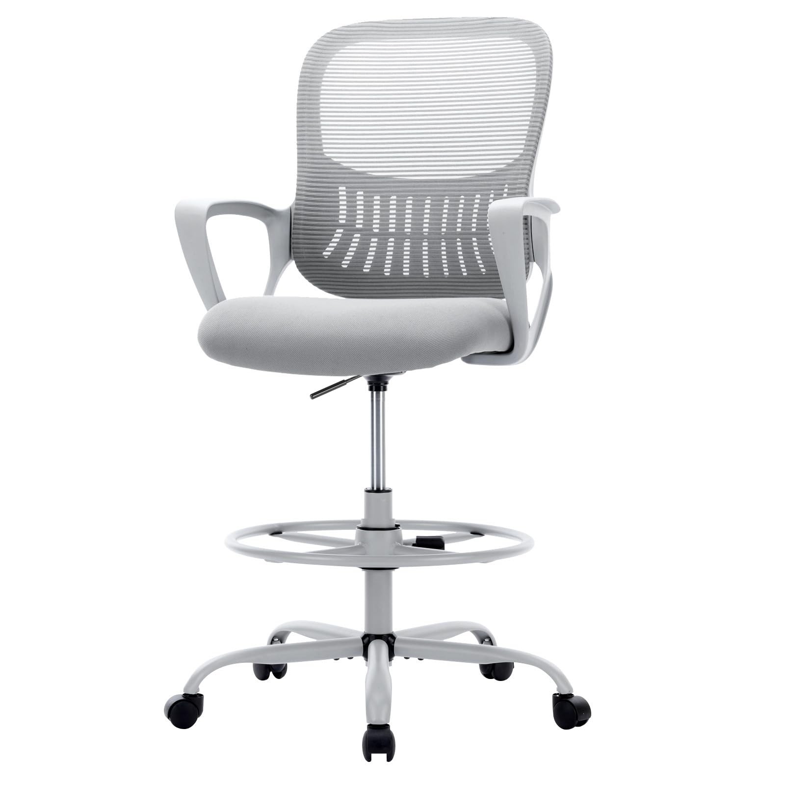 Tall Drafting Chair High Office Desk with Footrest Grey KA-37185A-GY1