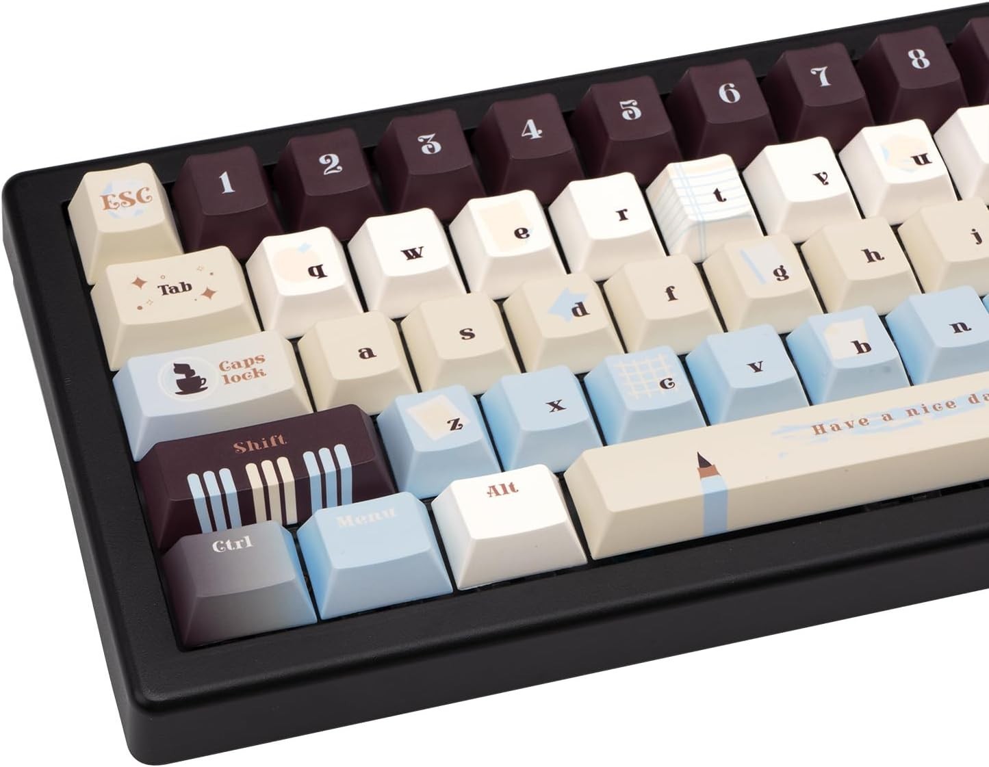 TIMSEKER 145-Key Vintage Cherry Profile PBT Keycaps – Blue Brown Cream