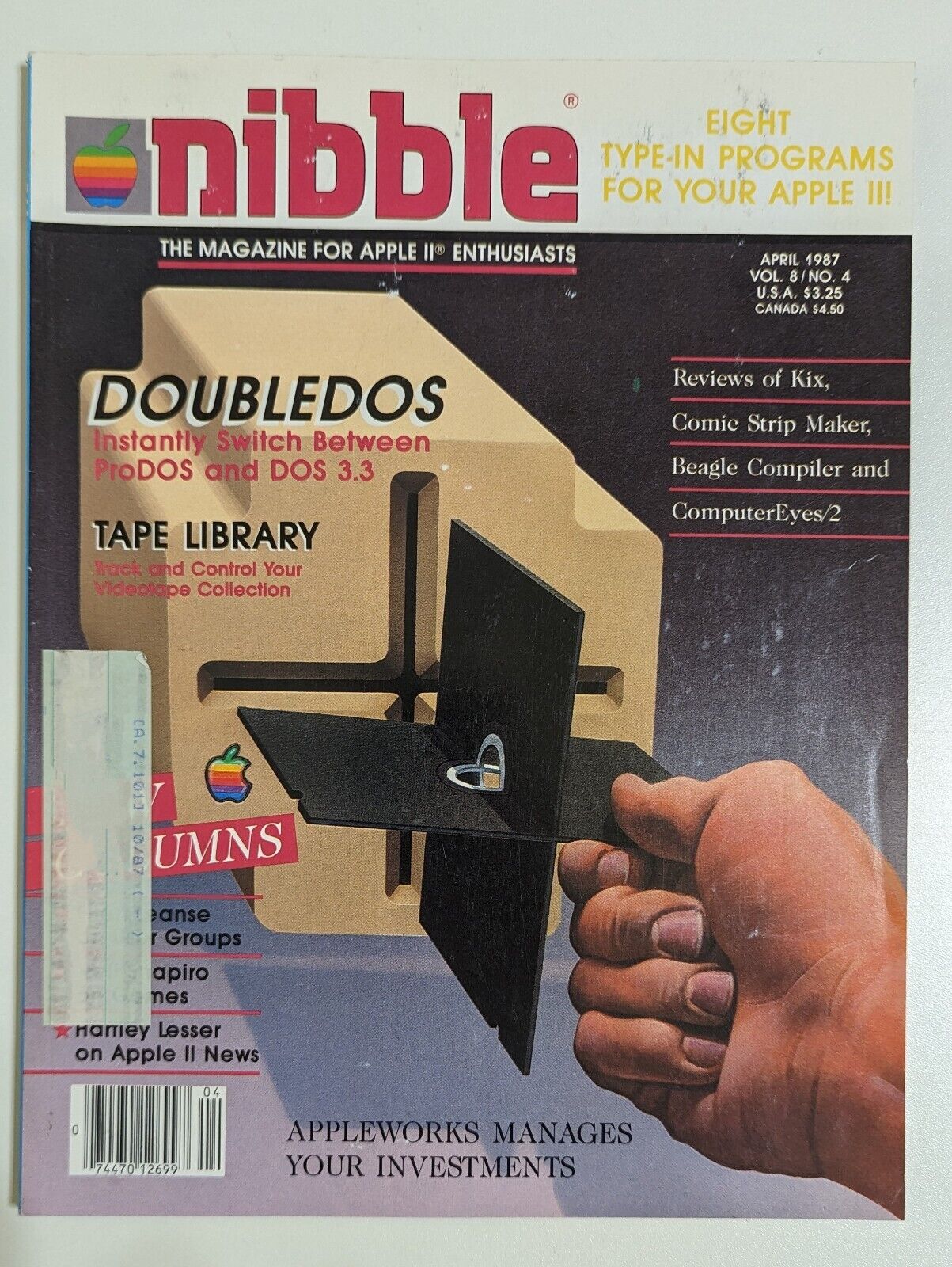 Vtg. Nibble Magazine Apple Computing April 1987 DOUBLEDOS ProDOS & DOS 3.3 MINT