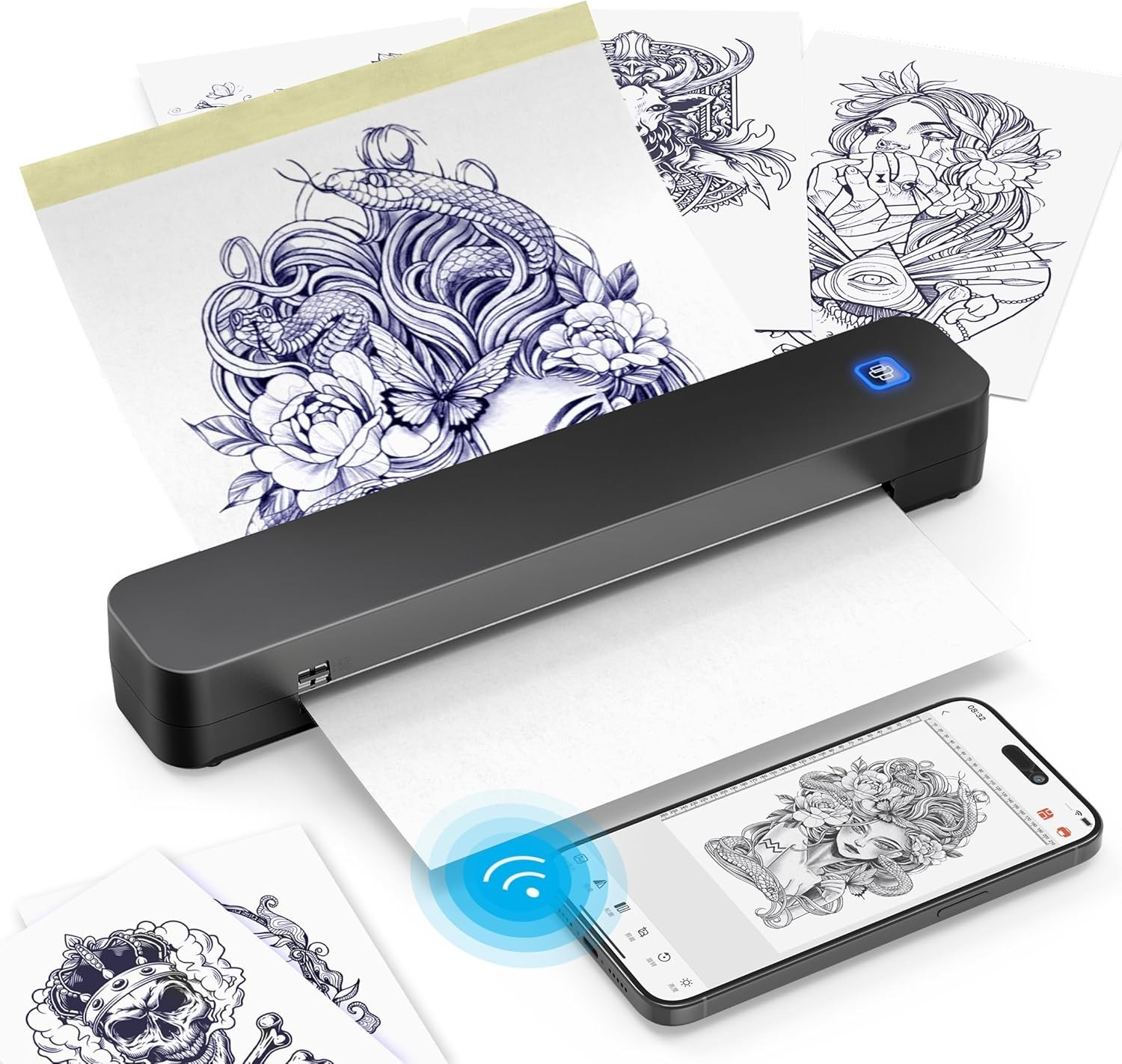 KNAON Tattoo Stencil Printer Wireless A4 Thermal Machine Transfer 10 Papers NIB