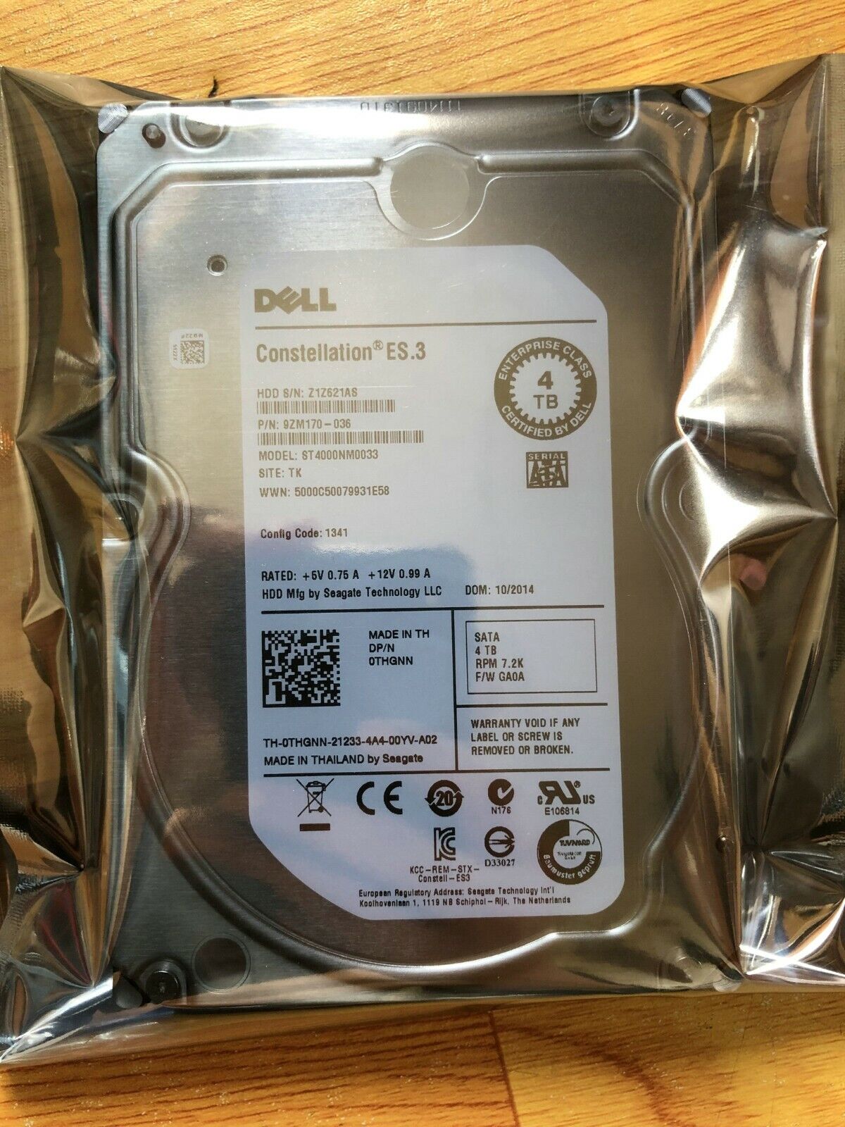 DELL ST4000NM0033 4T 3.5 SATA 7.2K THGNN / 9PR63 hard drive