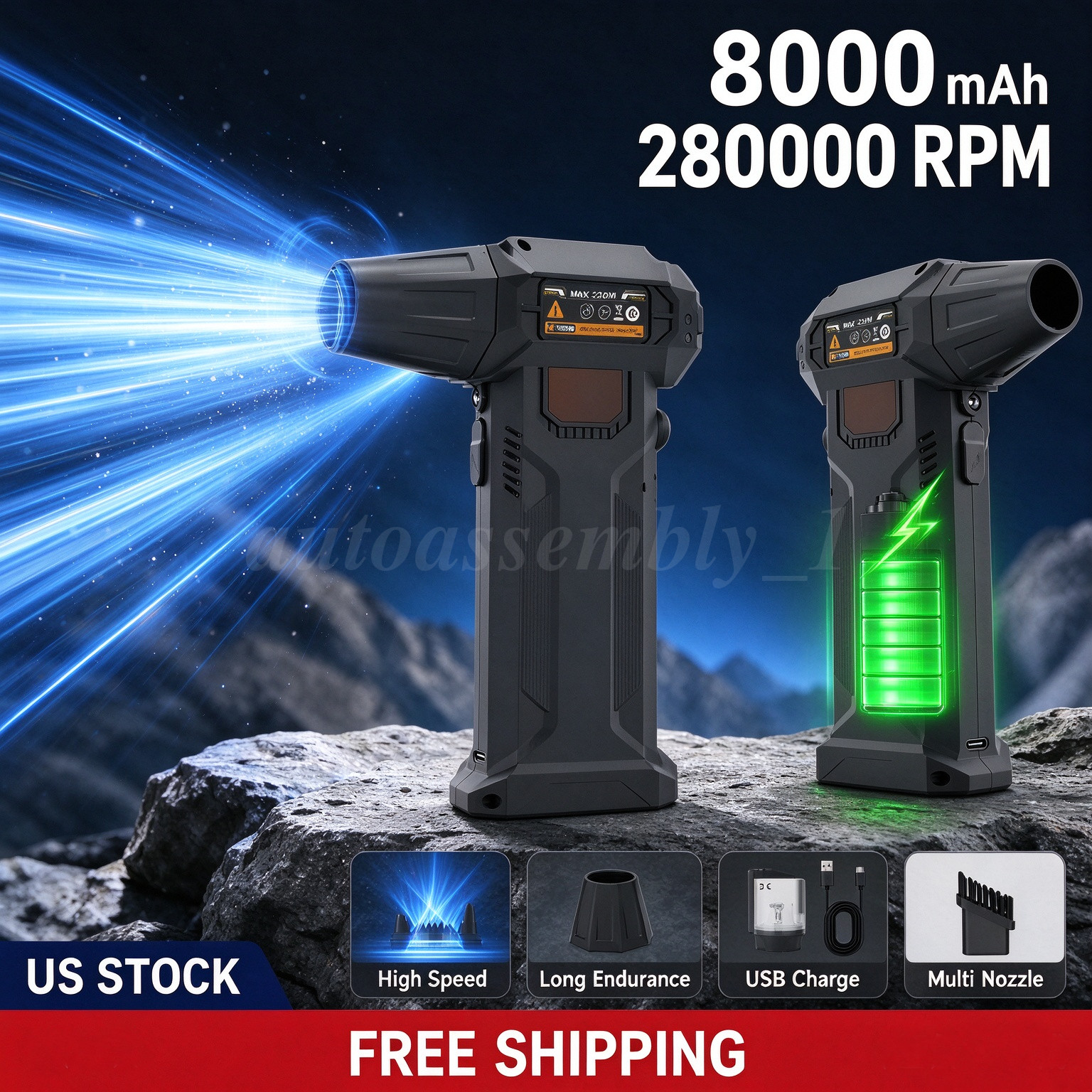 280000RPM Electric Air Duster Cordless Mini Jet Dry Blower Portable Turbo Fan US