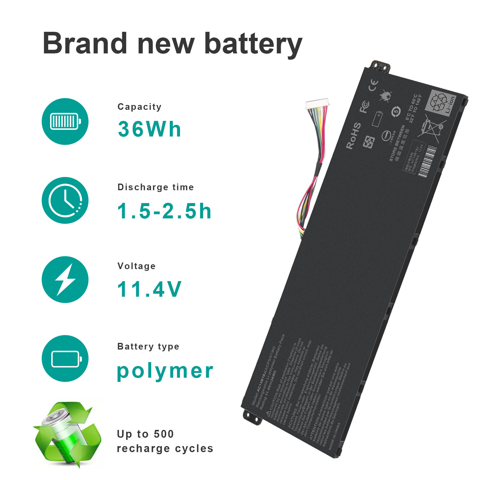 AC14B18J Battery for Acer 11 CB3-111 13 CB5-311 ES1-331 ES1-511 ES1-512 36Wh NEW
