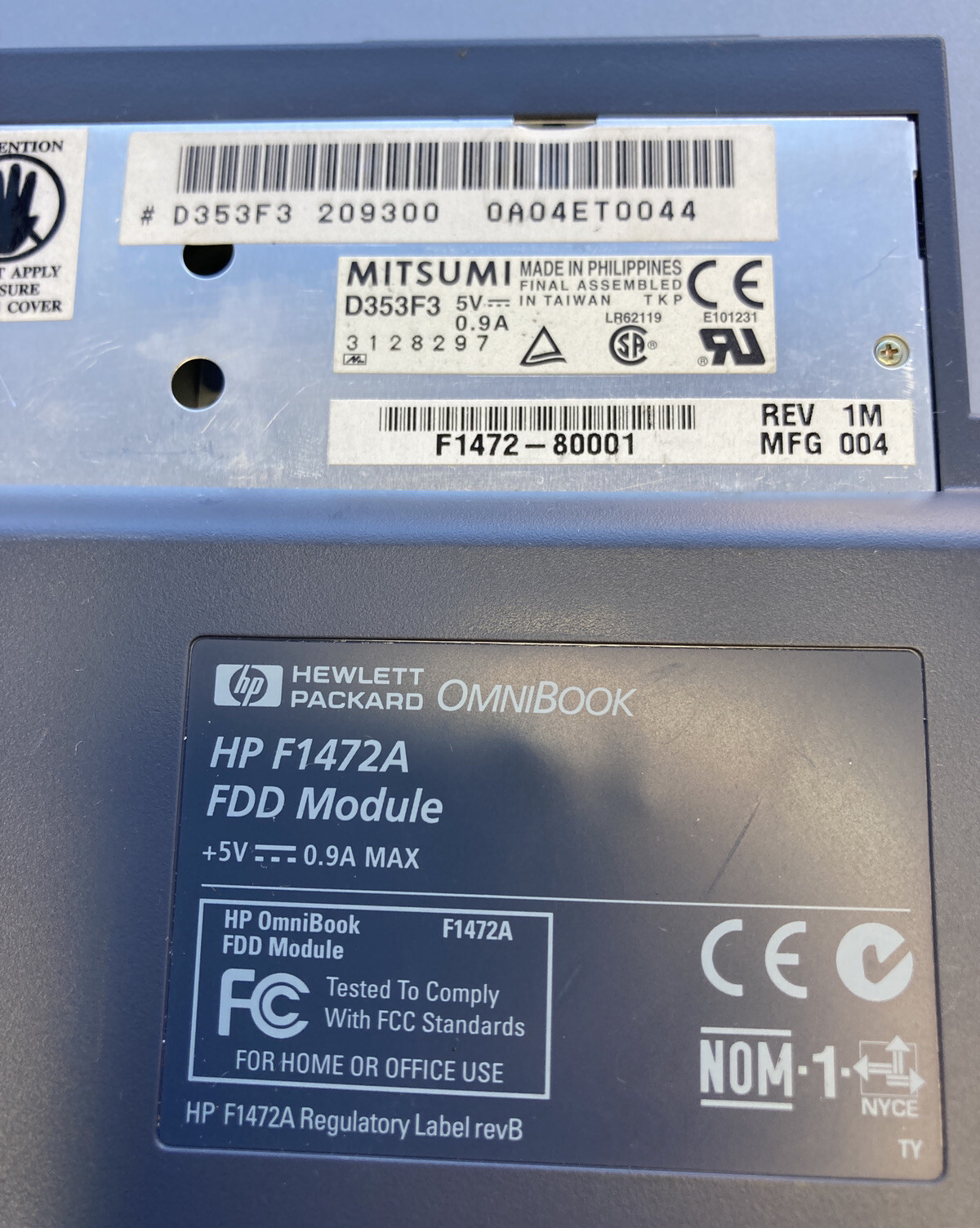 HP F1472A OMNIBOOK 1.44MB FLOPPY DRIVE MODULE F1472-80001 MITSUMI D353F3