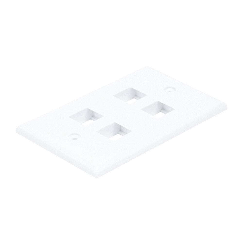 MONOPRICE 6731 WallPlate,Blank,4 Hole, White 14J396
