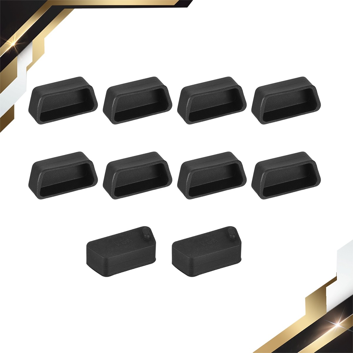 10 x Silicone VGA Port Anti-Dust Stopper Cap Cover for DB9 RS232 Black