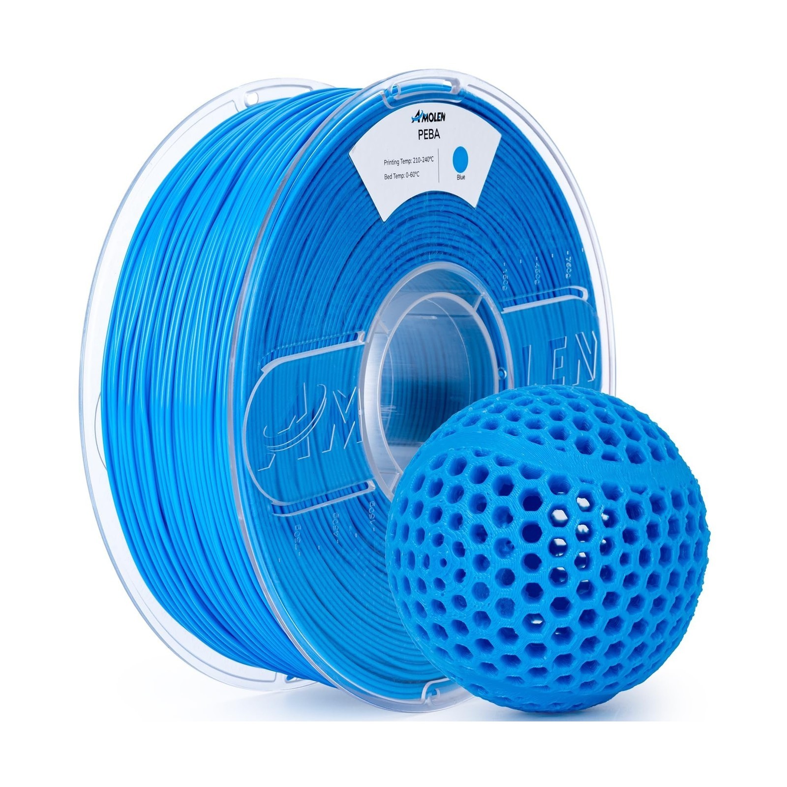 Amolen Rebound PEBA 90A Flexible Filament, 1.75mm 3D Printer Filament, 78% En...