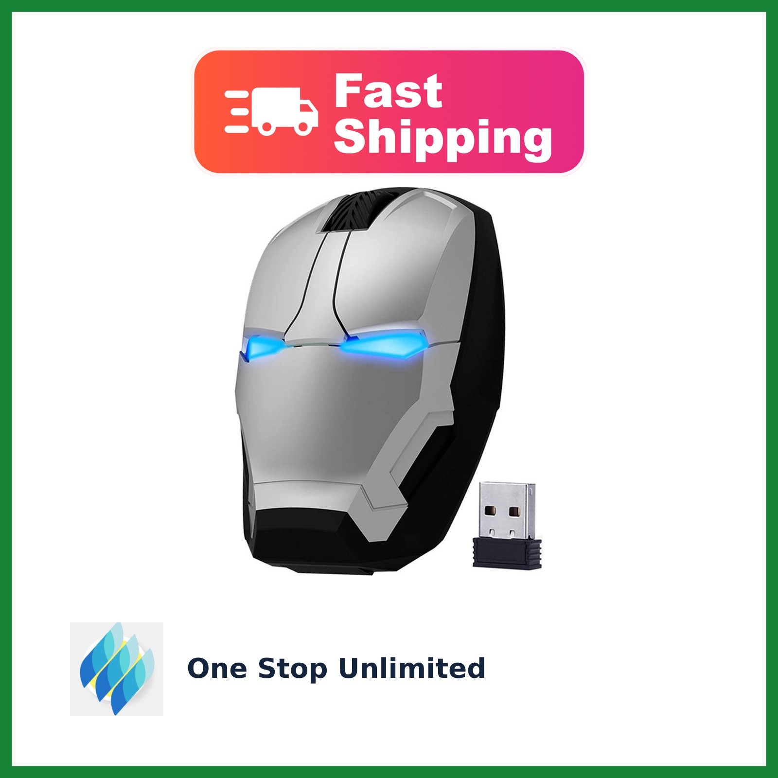ECOiNVA Wireless Iron Man Mouse Silver