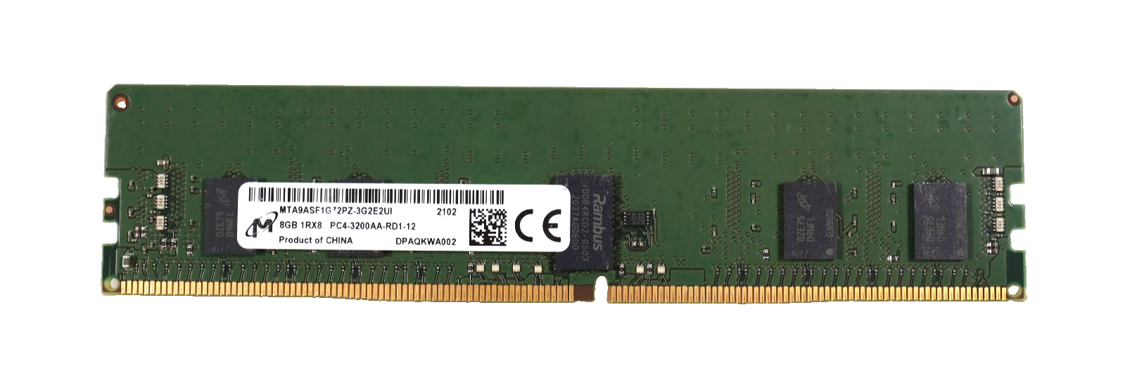 8GB Micron MTA9ASF1G72PZ-3G2R1 PC4-3200AA DDR4 ECC RDIMM Server RAM