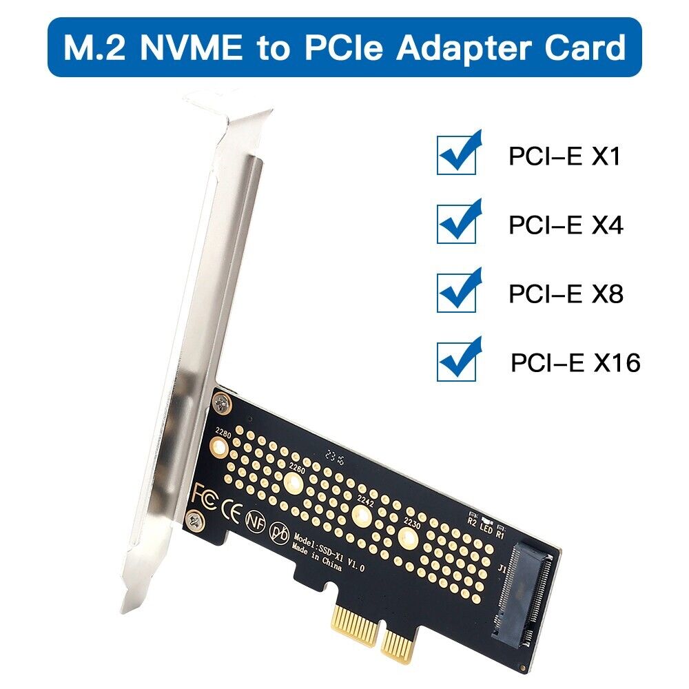 50PCS M.2 NVMe to PCIe X1 Adapter for 2230/2242/2260/2280 M.2 NVMe SSD PCIe X1