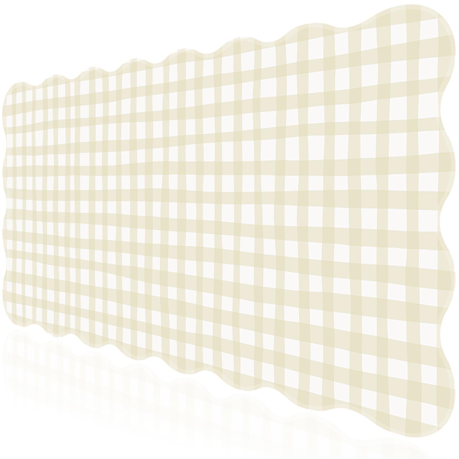 Beige Checkered Mouse Pad,Scalloped Desk Mat XXL Large Geometric Gaming Mouse...
