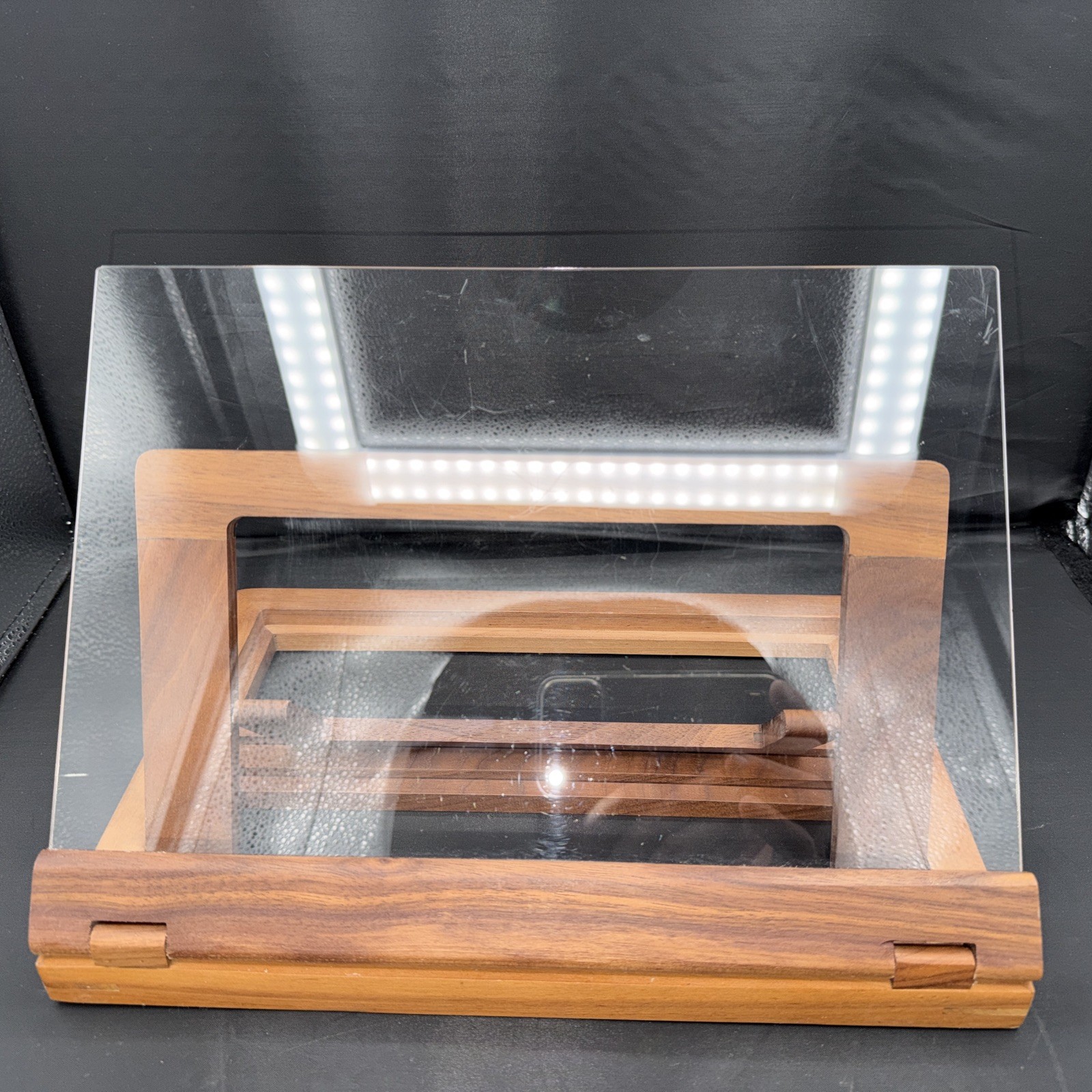 Tablet or Book Stand Made of Wood and Acrylic Adjustable Height