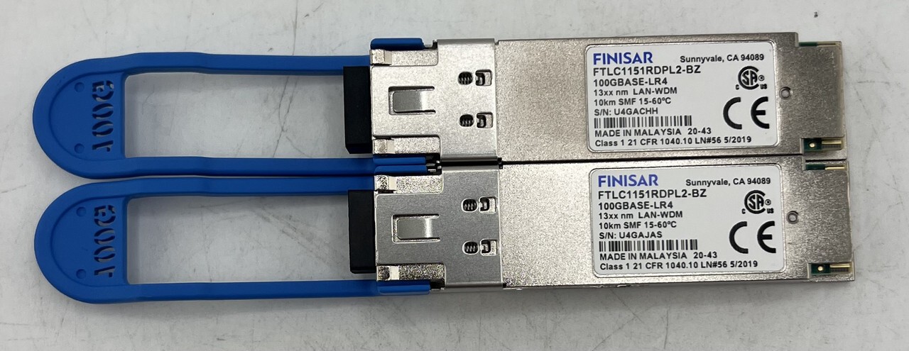 LOT OF 2 FINISAR FTLC1151RDPL2-BZ 100GBASE-LR4 CLASS 1 TRANSCEIVER