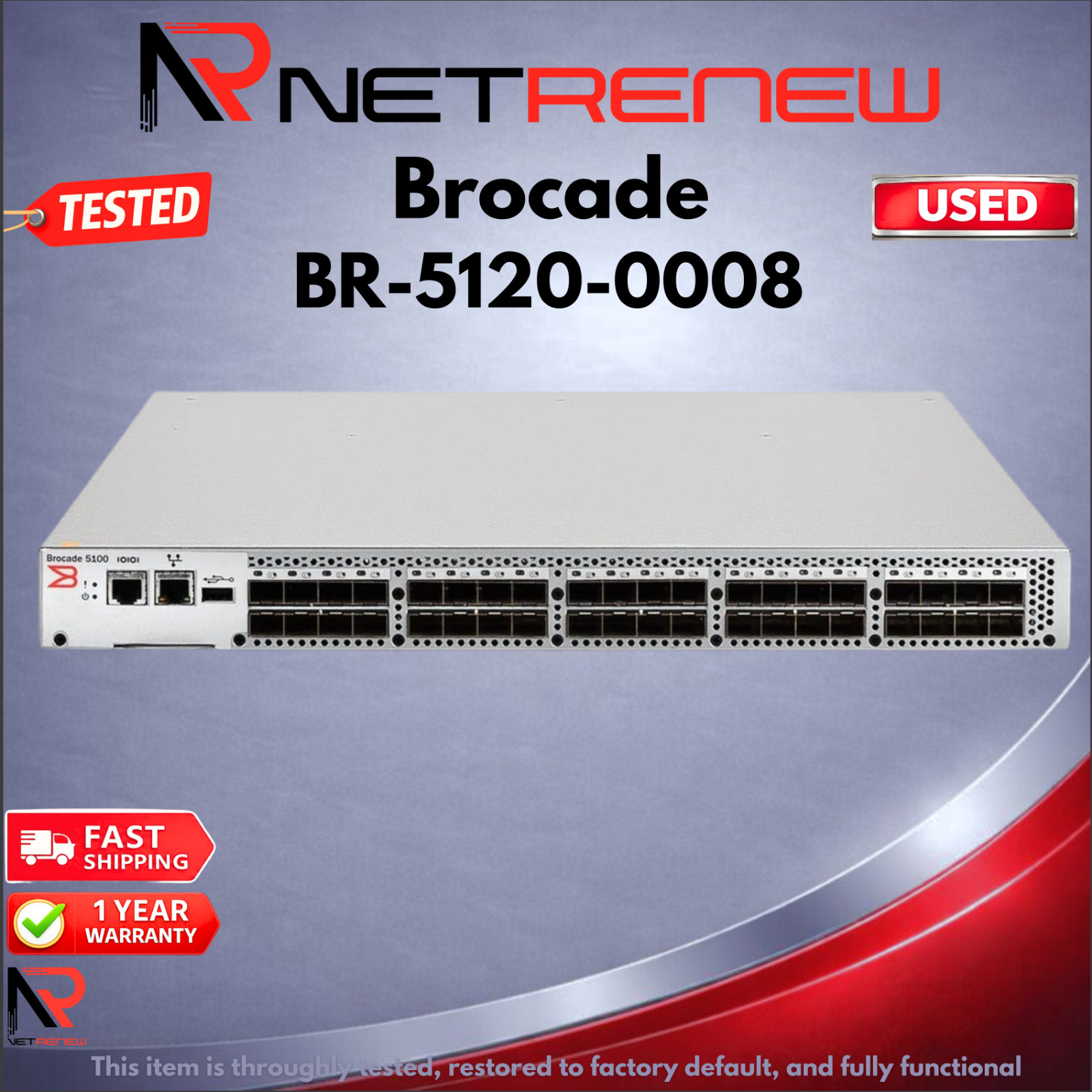 Brocade BR-5120-0008 40 × 8Gb Fibre Channel (SFP) port Switch
