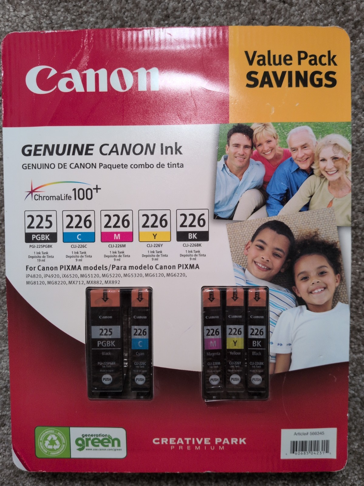 Canon PIXMA PGI-225 PGBK CLI-226 C M Y BK Ink Cartridge Sealed OEM Genuine NIB