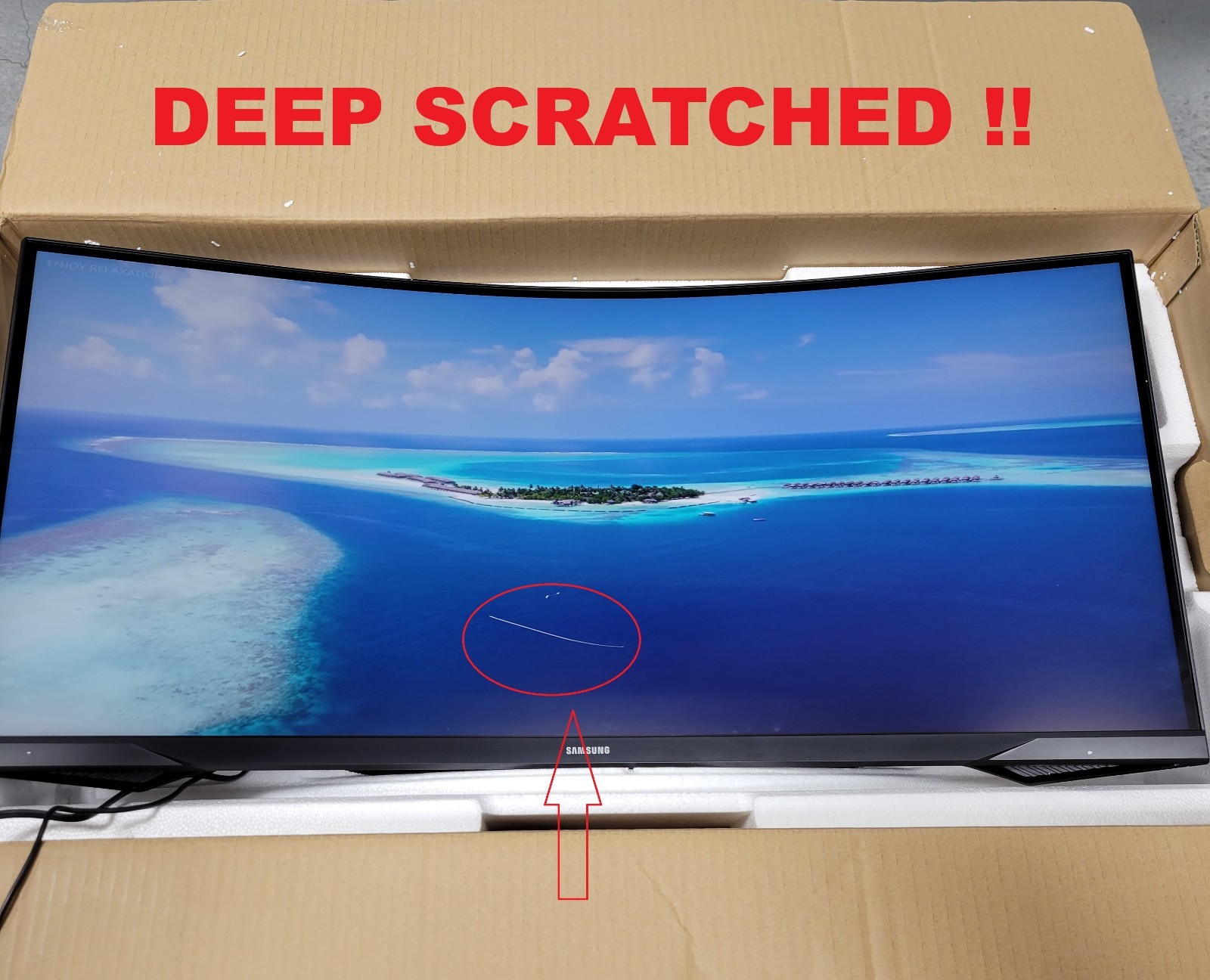 Samsung 34" Odyssey G55T WQHD 165Hz Curved Monitor [DEEP SCRATCHED ]