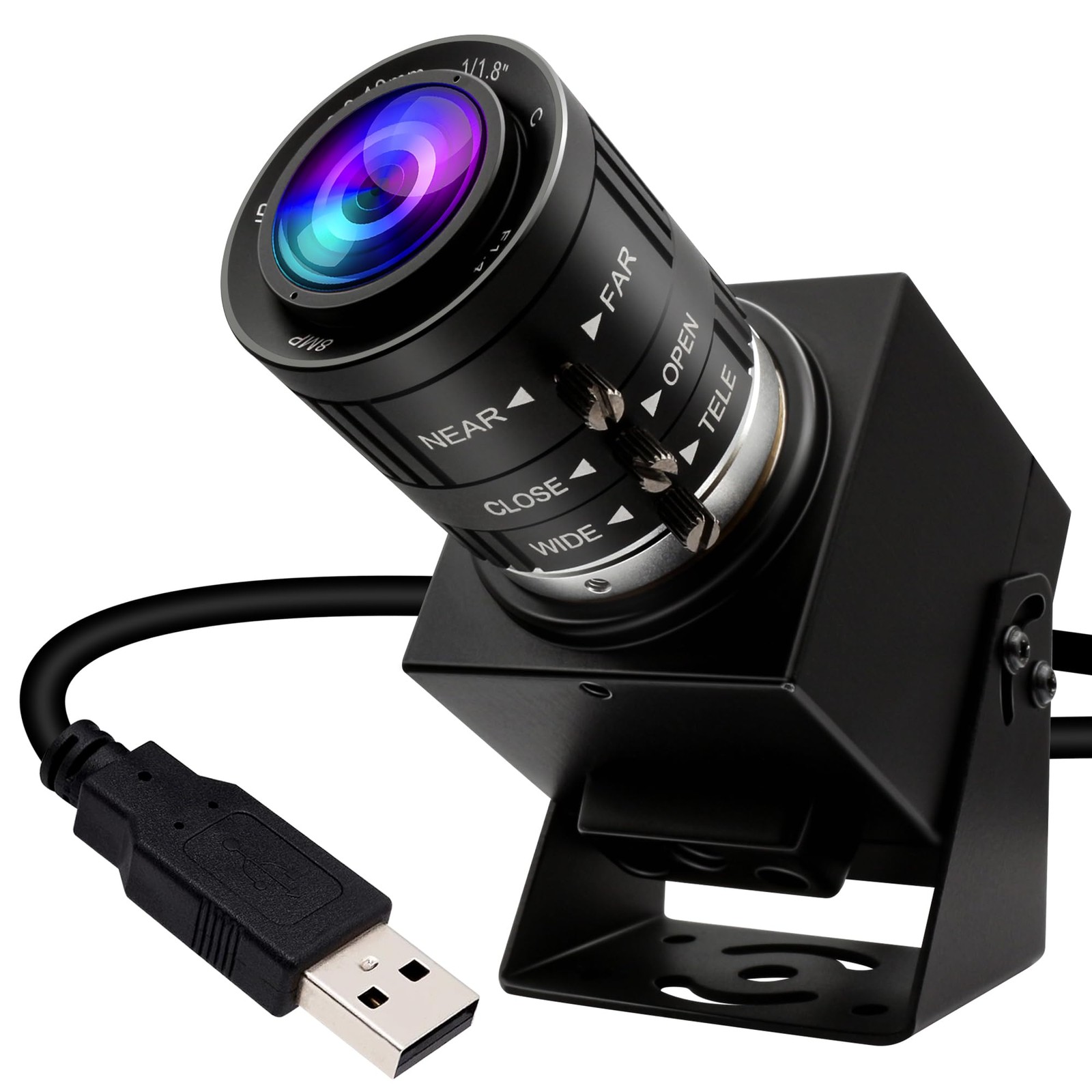 ELP 48MP USB Camera - Manual Zoom Webcam for Computer & mini size, Black