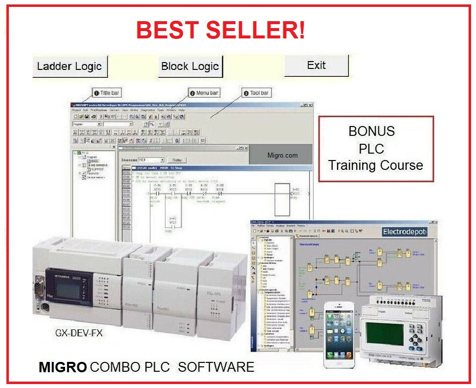 PLC Programming Software Ladder & Function Logic Control w Simulation & Training