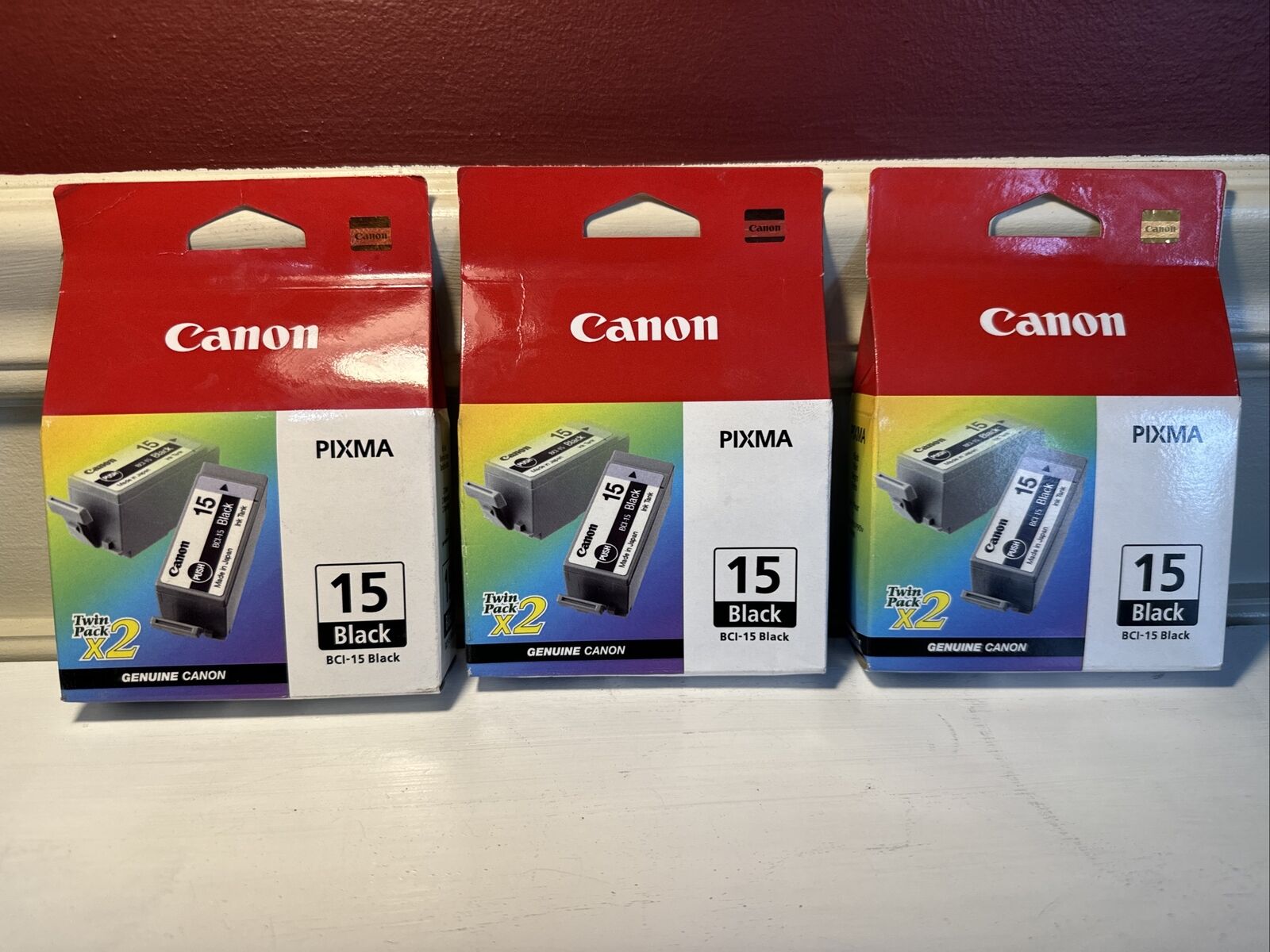3 BOXES Canon Pixma Black Ink Tank Cartridge - BCI-15 twin Pack X2