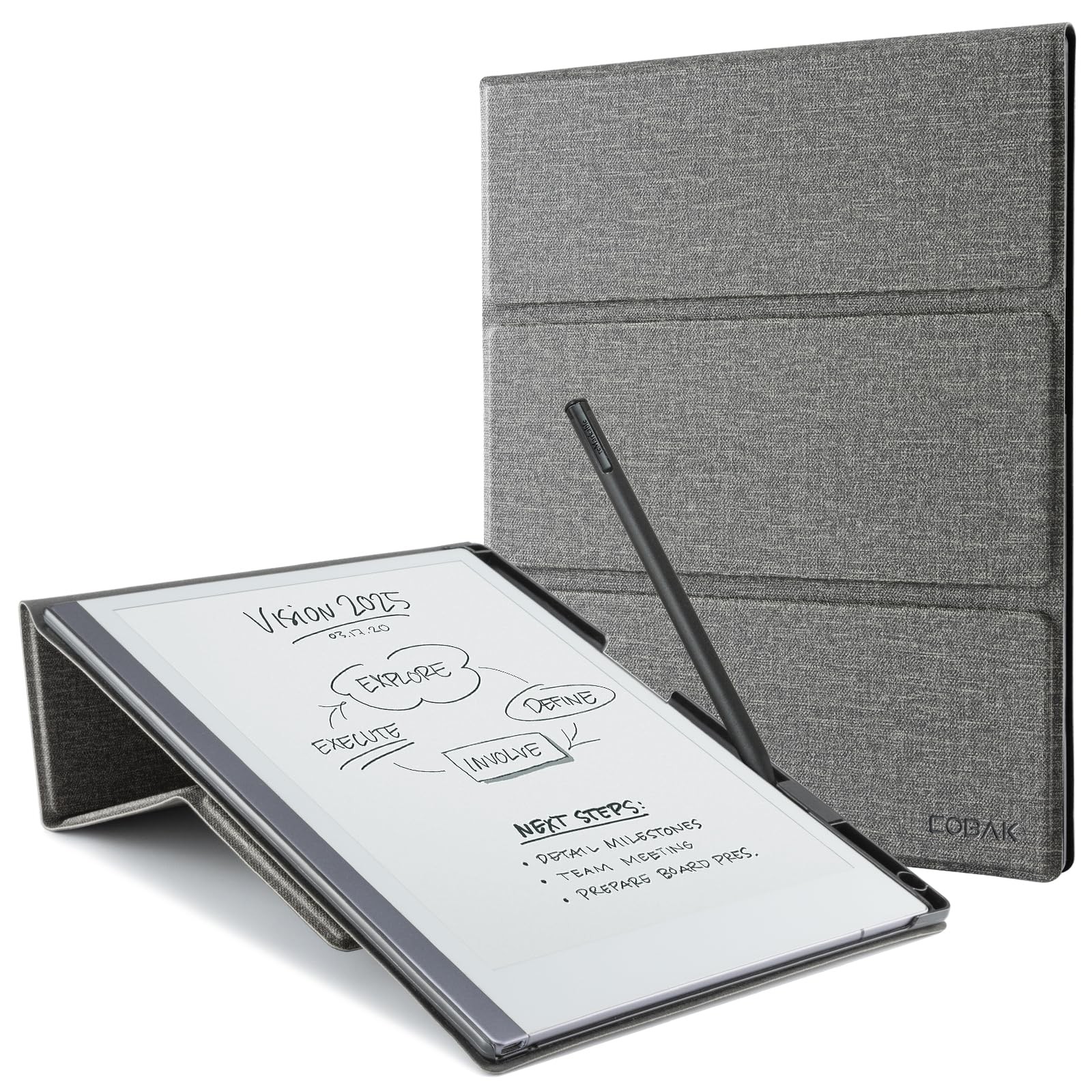 CoBak Case Compatible with Remarkable 2 Paper Tablet, Gray | Built-in Pen Holder
