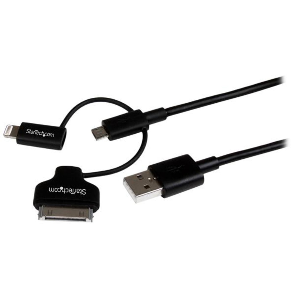 Startech Ltadub1Mb 3Ft 3 In 1 Charging Cable Apple Lightning Micro-Usb Cord