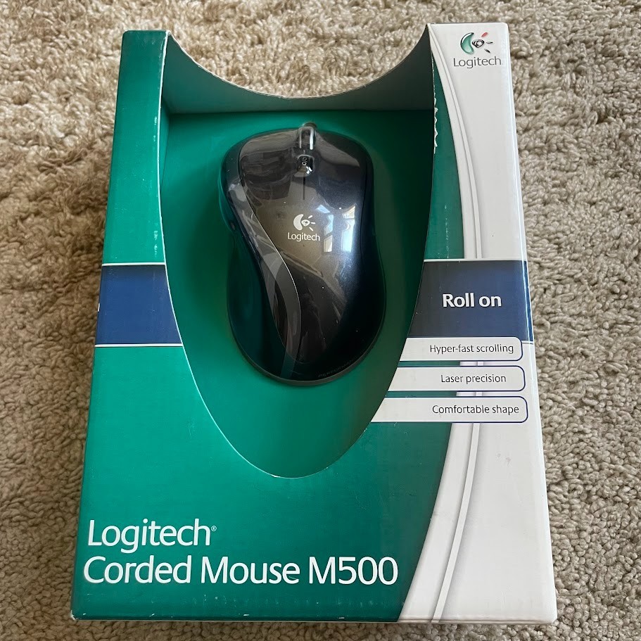 NEW Logitech M500 Corded Standard Mouse (Black) OEM Genuine NOS Factory SEALED