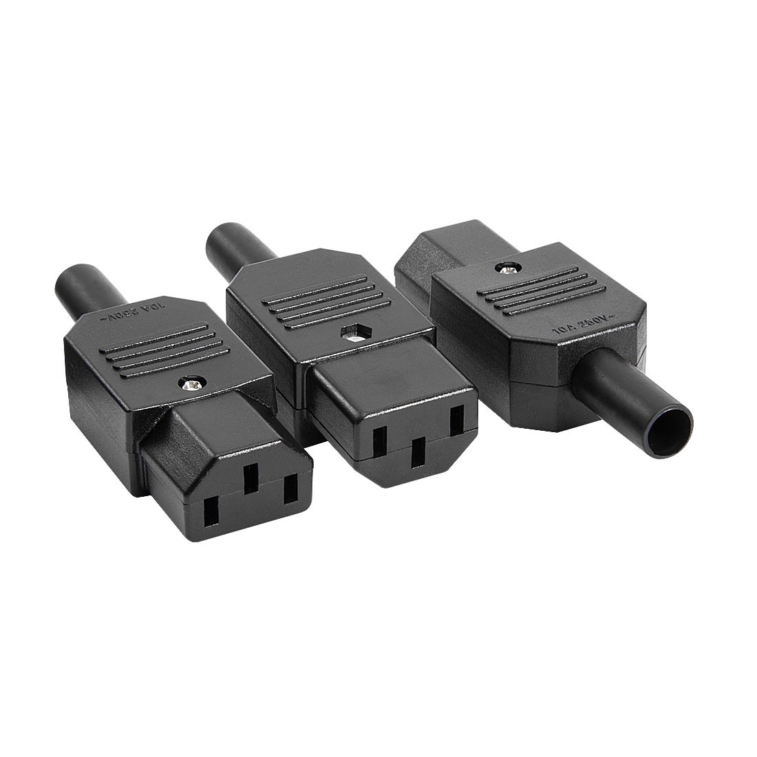 3pcs AC250V 10A Female 3P Panel Mount IEC320 C13 Power Adapter Connector