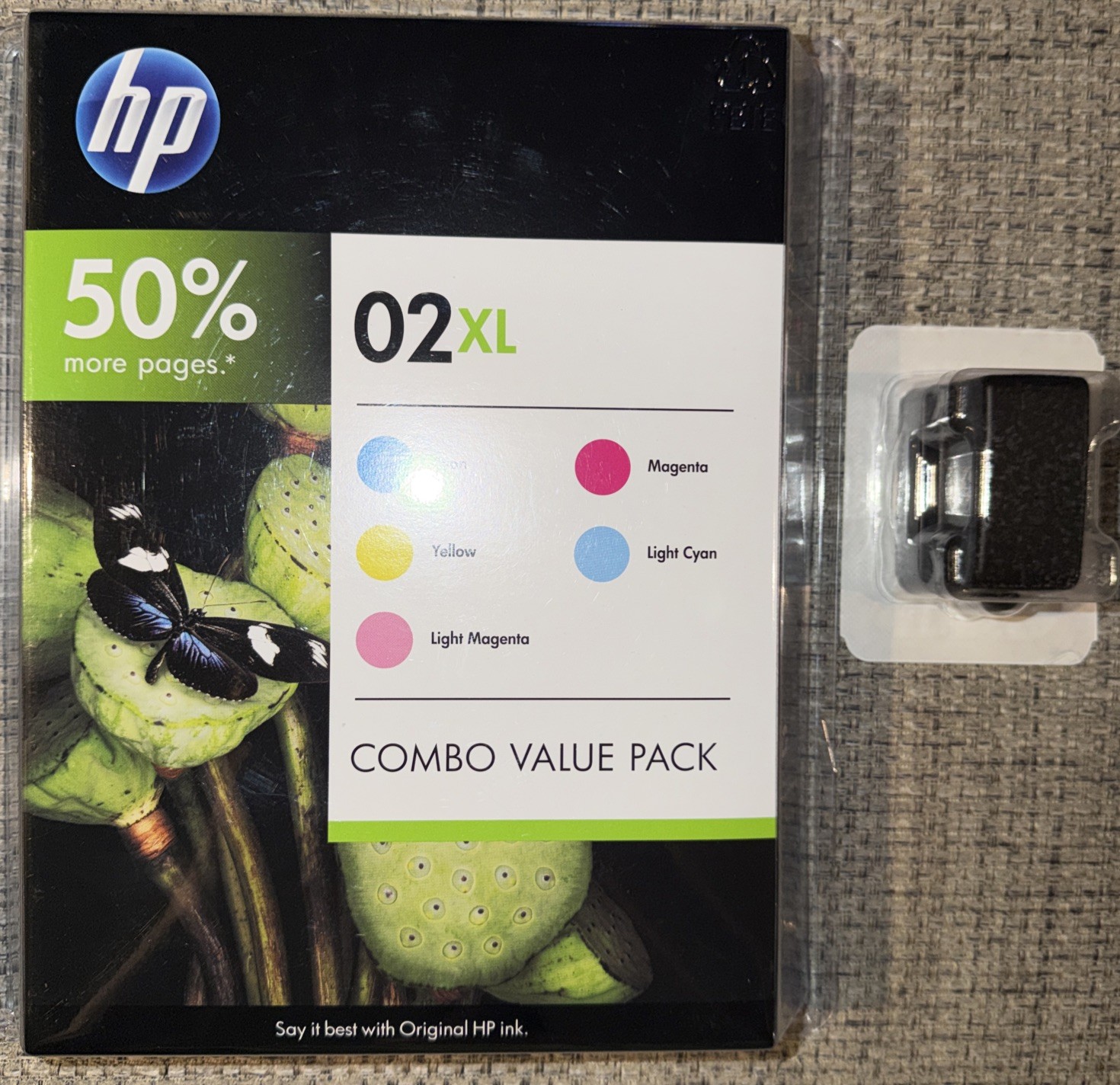 HP 02 XL, 4 Color Ink Cartridges + Black Multi-Pack OEM New Old Stock