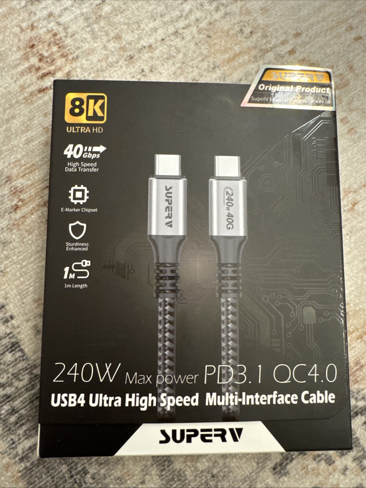 SUPER V 8k ULTRA HD 40 Gbps 240W Max Power 1 Meter Length USB4 Ultra High speed