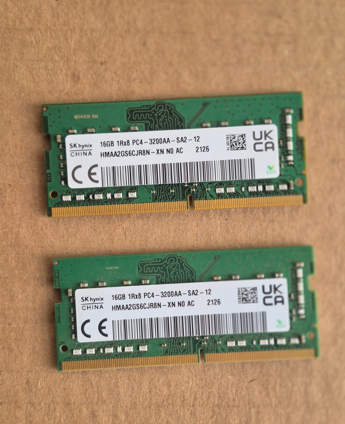 SKhynix  32GB (2X 16GB)=32GB PC4-3200AA HMAA2GS6CJR8N LAPTOP MEMORY