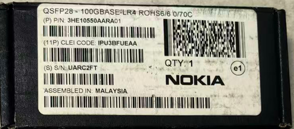 NEW NOKIA 3HE10550AARA01 QSFP28 100GBASE-LR4 10km Transceiver IPU3BFUEAA