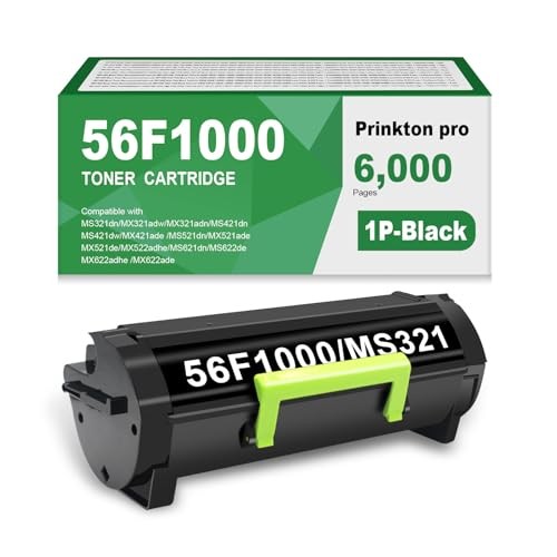 56F1000 Black Toner Cartridge for Lexmark MS321 MS421 MS521 Printers (6000p)