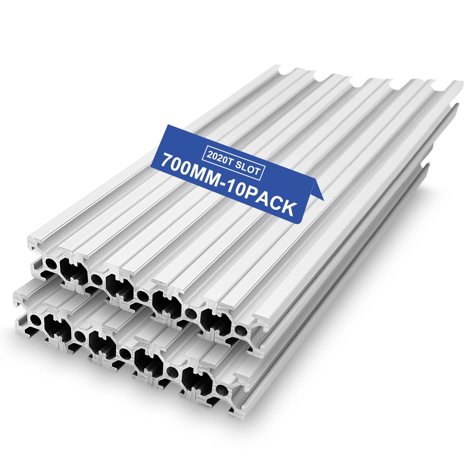 SeekLiny 10Pcs T Slot 2020 Aluminum Extrusion Profile 700mm Silver