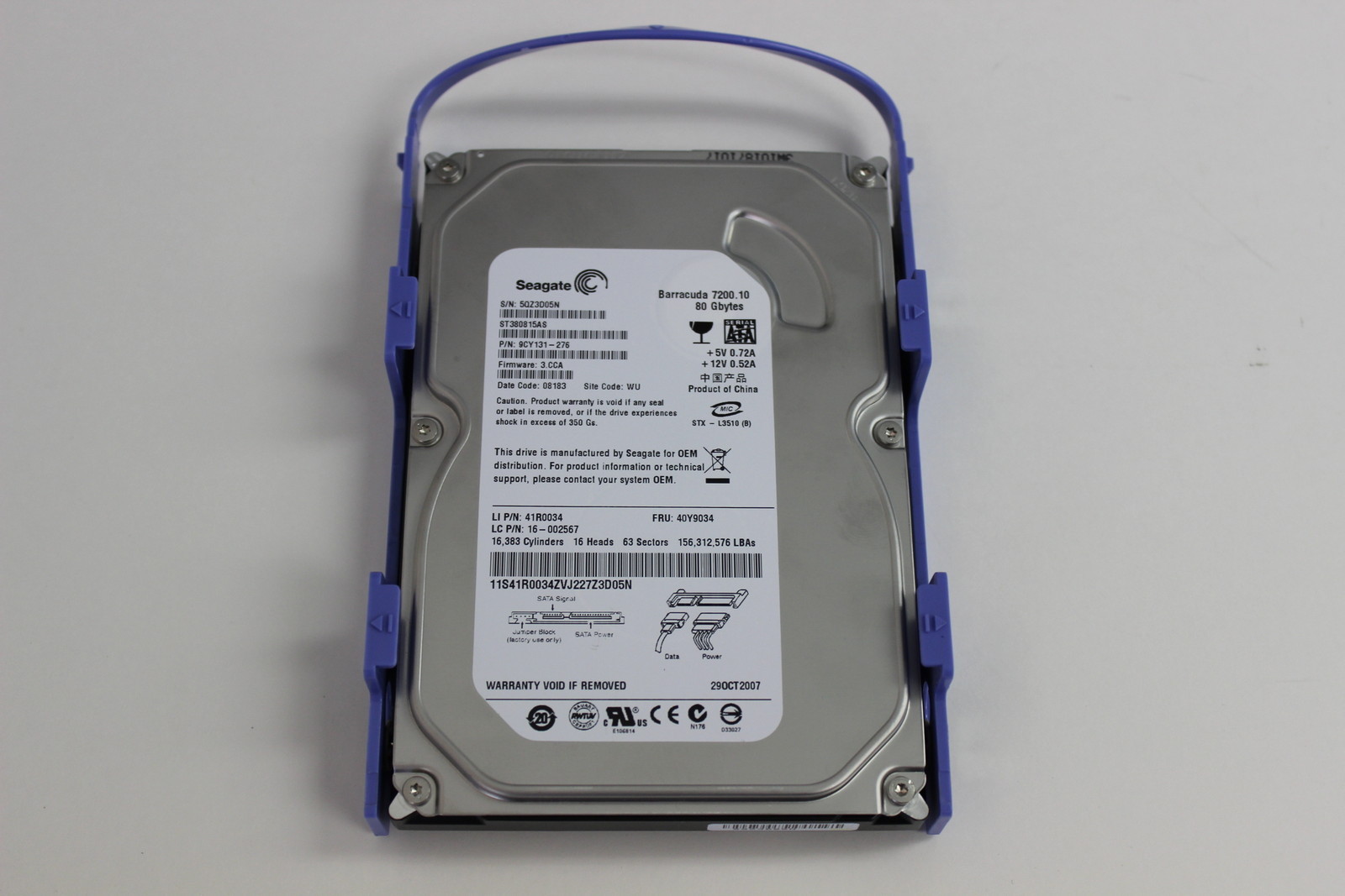 IBM 41R0034 80GB 3.5 SATA HARD DRIVE 40Y9034 SEAGATE ST380815AS WITH WARRANTY
