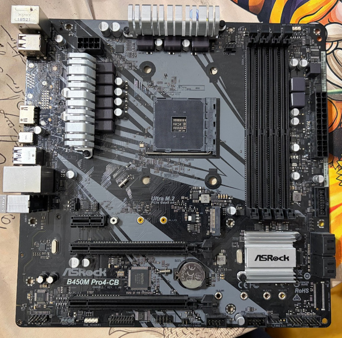 ASROCK B450M PRO4-CB motherboard B450 AM4 DDR4 128G HDMI M-ATX - No I/O Shield