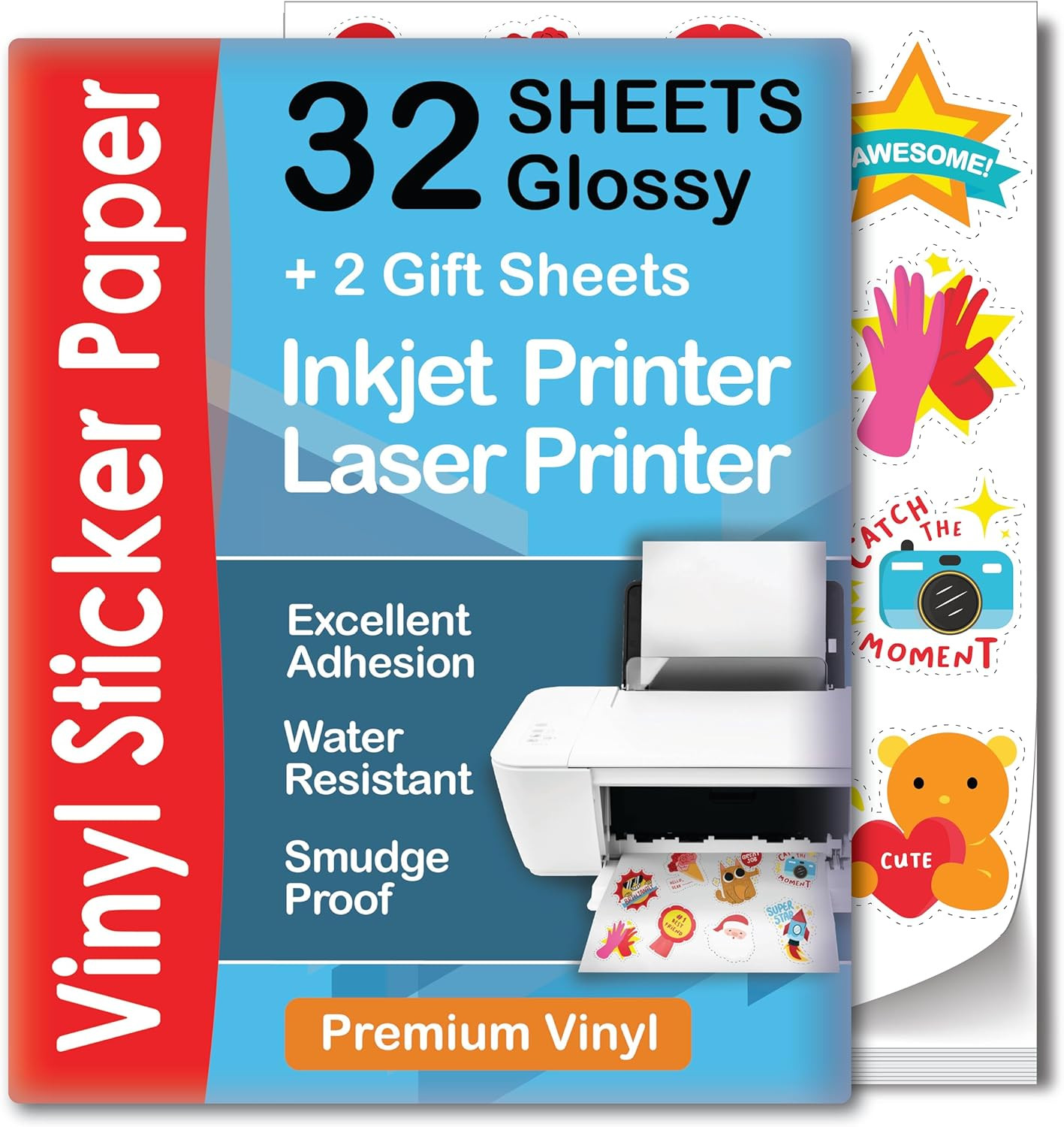 Papel adhesivo de vinilo imprimible de ra calidad para su impresora de inye NUEV