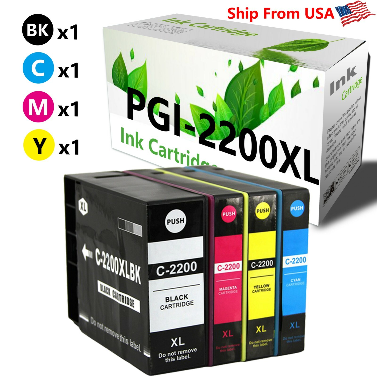 4 PACK PGI2200 2200XL Ink Cartridge for MAXIFY IB4020 MB5120 Printer