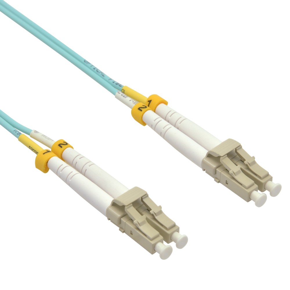 5 Pack of 6m LC/UPC-LC/UPC OM3 Multimode Duplex OFNR 2.0mm Aqua Fiber Optic Patc
