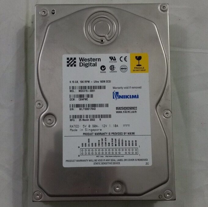 Western Digital MDC015-0091 9.15GB 10k RPM Ultra 160M SCSI HDD *Untested*