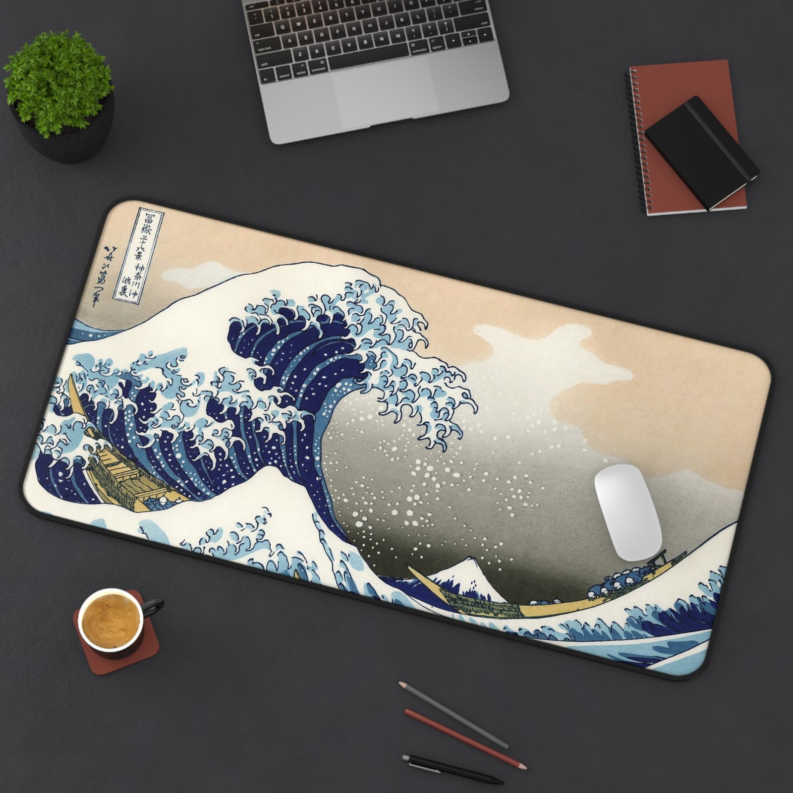 The Great Wave at Kanagawa Vintage Japanese Art - Premium Desk Mat Mouse Pad