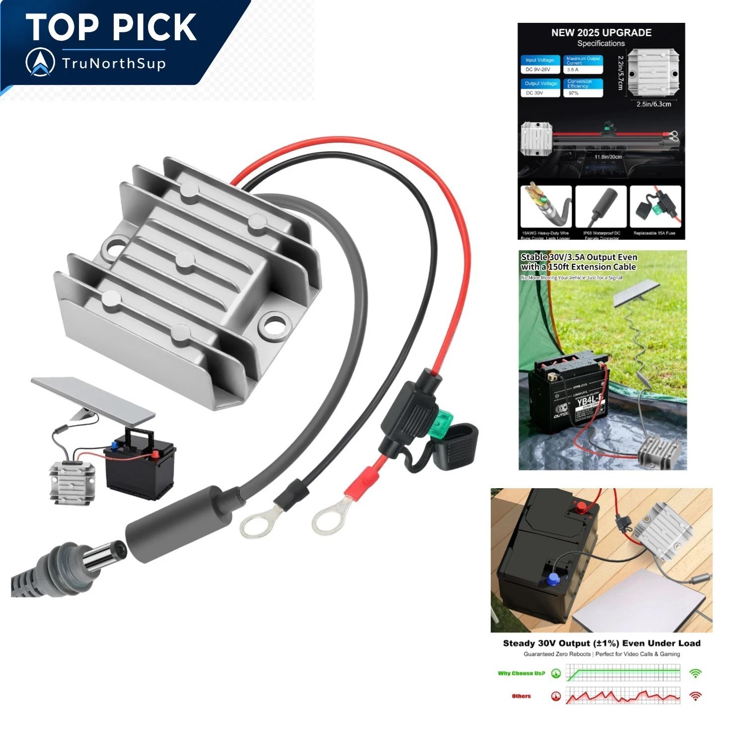 Starlink Mini 12V to 30V DC Boost Converter Adapter 150FT Cable Support for R...