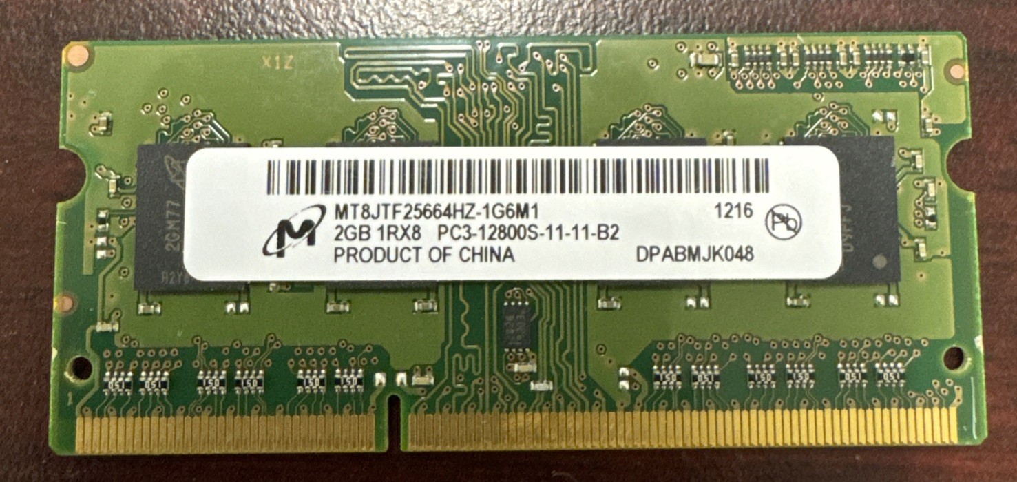 Micron 2 GB SO-DIMM 1600MHz DDR3 Memory (MT8JTF25664HZ-1G6M1) | Used