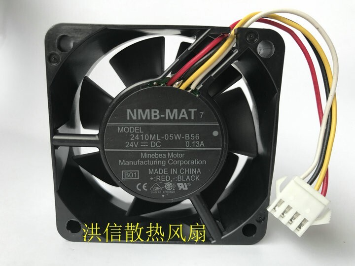 NMB 6025 2410ML-05W-B56 DC24V 0.13A 6CM frequency converter cooling fan 4pin