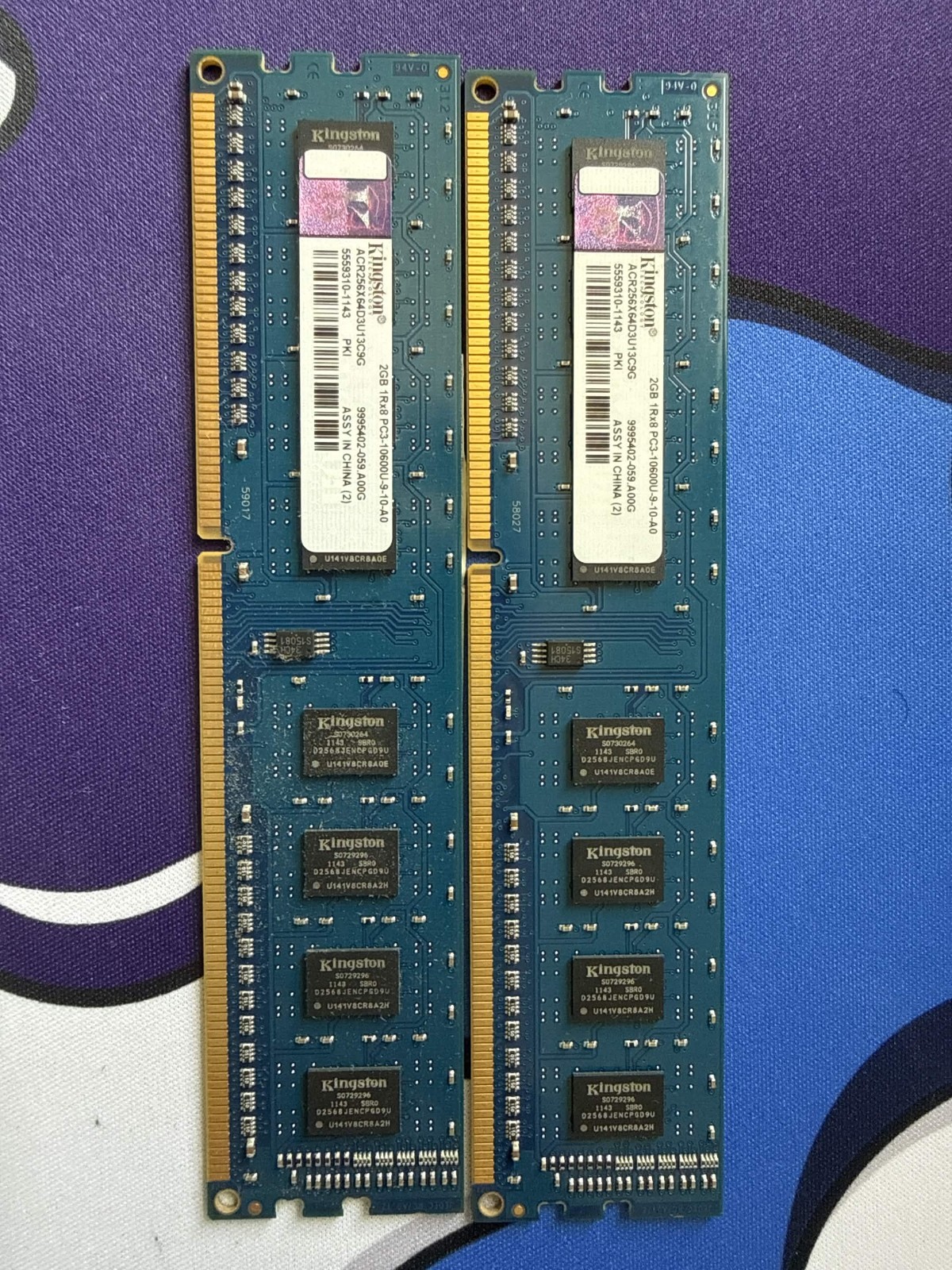 Kingston4 GB (2GBX2PCS) 1Rx8 PC3-10600U-9-10-A0 DDR3-133 SDRAM