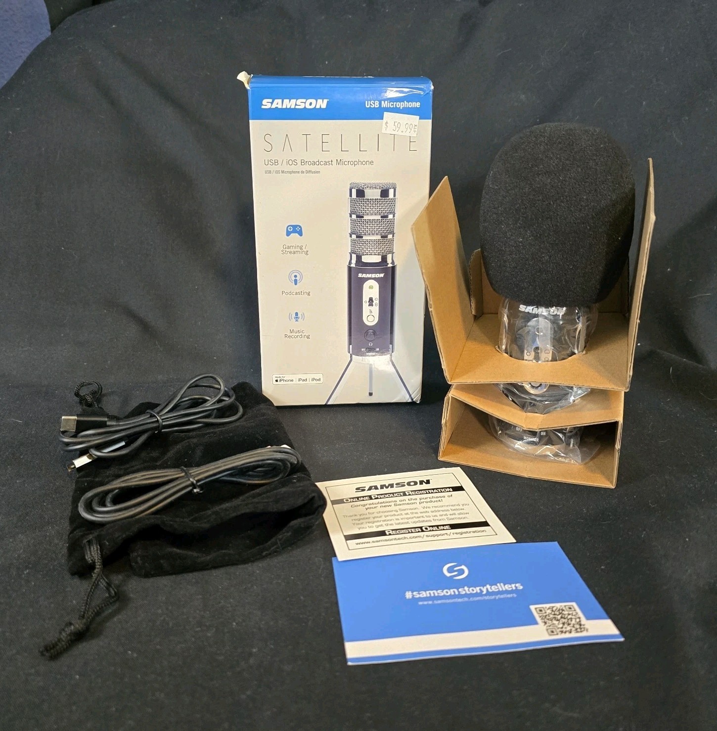 Samson SASAT Technologies Satellite USB/IOS Broadcast Microphone, Aluminum/Steel