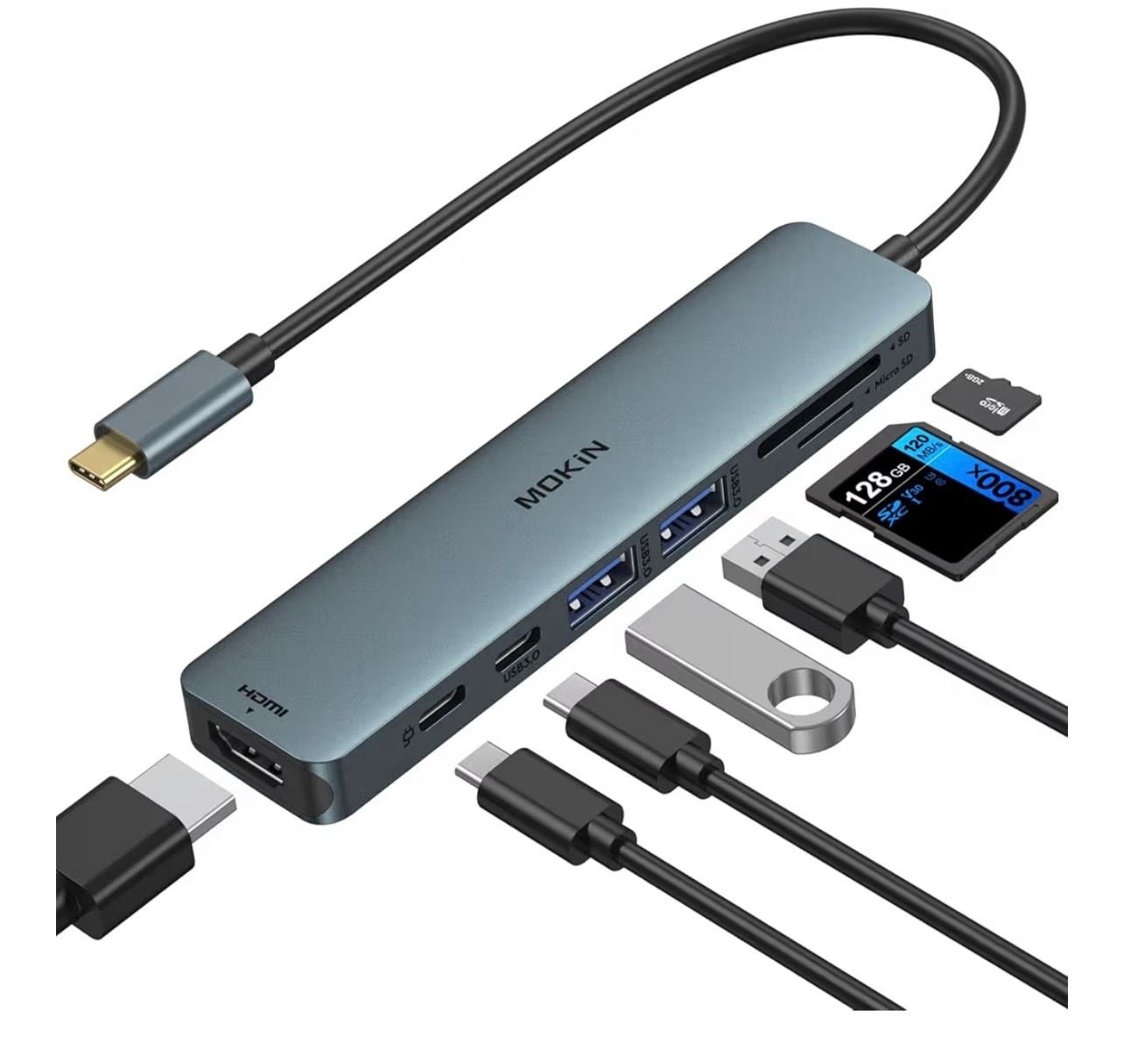 USB C Hub HDMI Adapter for MacBook Pro/Air, MOKiN 7 in 1 USB C Dongle with HDMI,